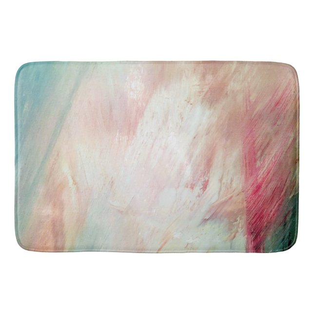 Tapis De Bain Aqua et pinceau rose Stroke Abstrait Mat de bain (Devant)