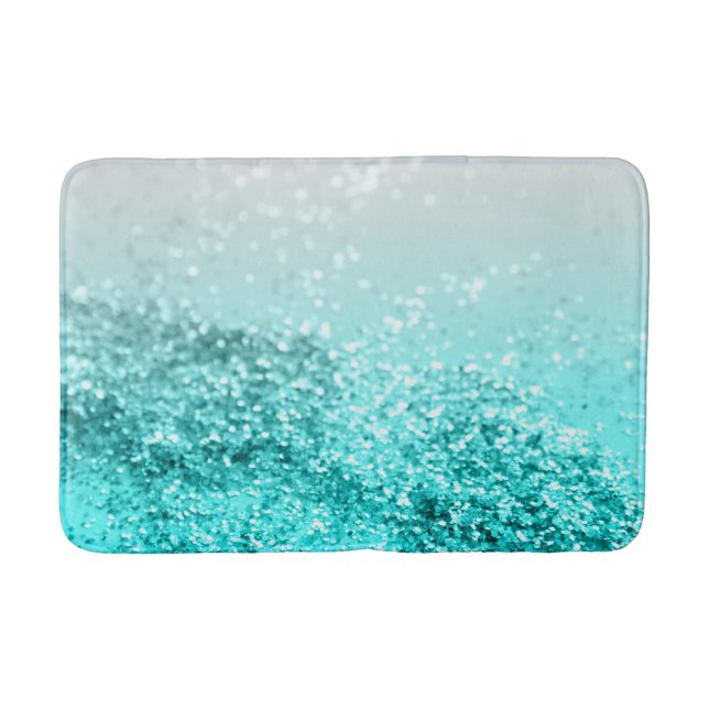 Tapis De Bain Aqua gris argenté Parties scintillant océanique Tu (Devant)