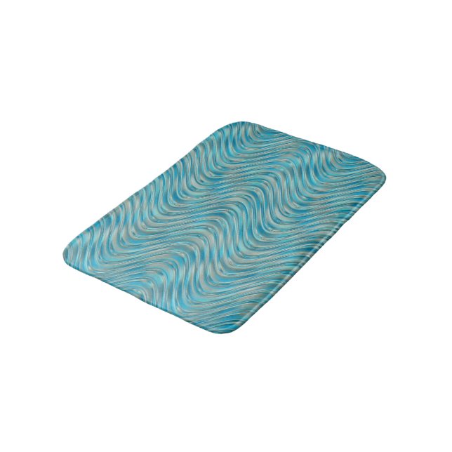 Tapis De Bain Aqua Turquoise bleu Taupe courbe Motif (Angle)