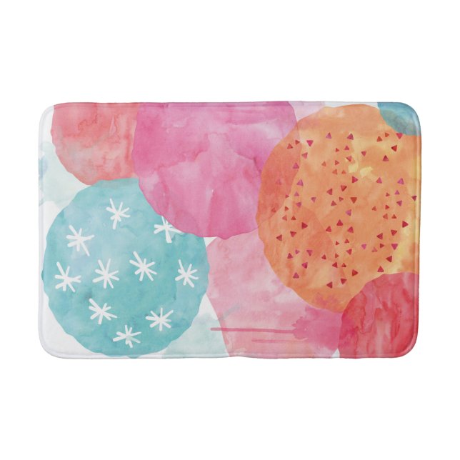 Tapis De Bain Aquarelle Abstraite rose et orange (Devant)