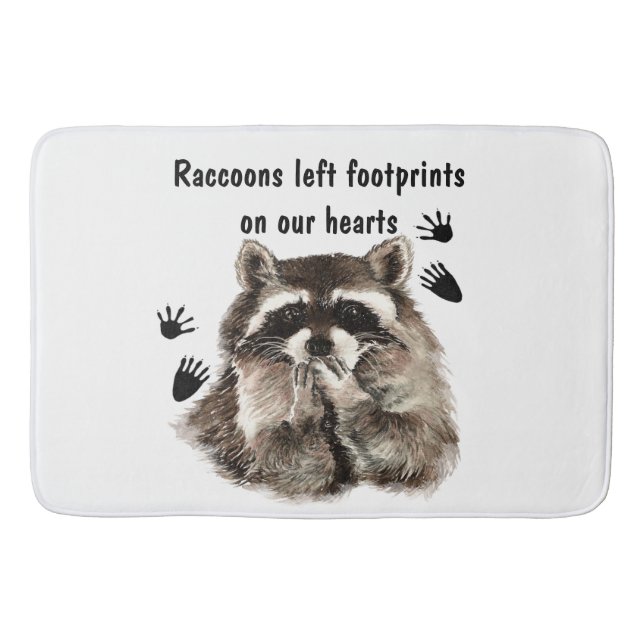 Tapis De Bain Aquarelle Animal avec dicton mignon Raccoons (Devant)