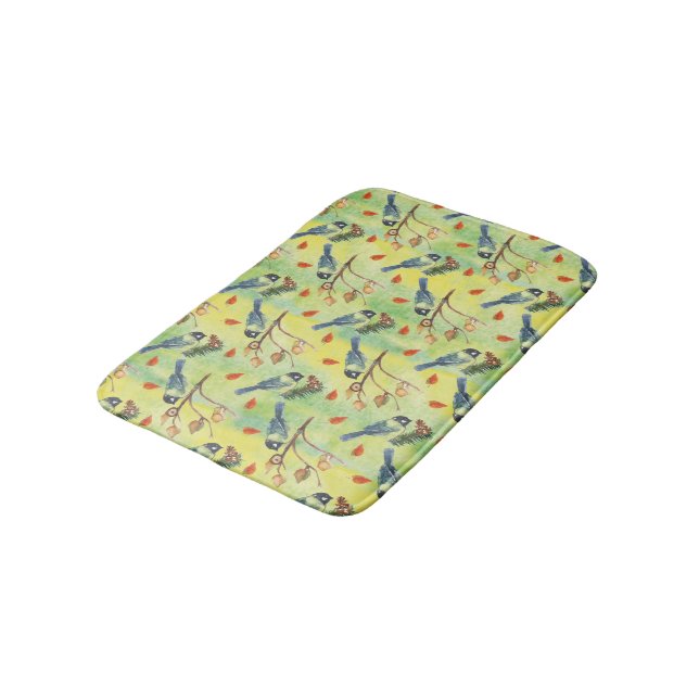 Tapis De Bain Aquarelle, Aquarelle Oiseaux (Angle)