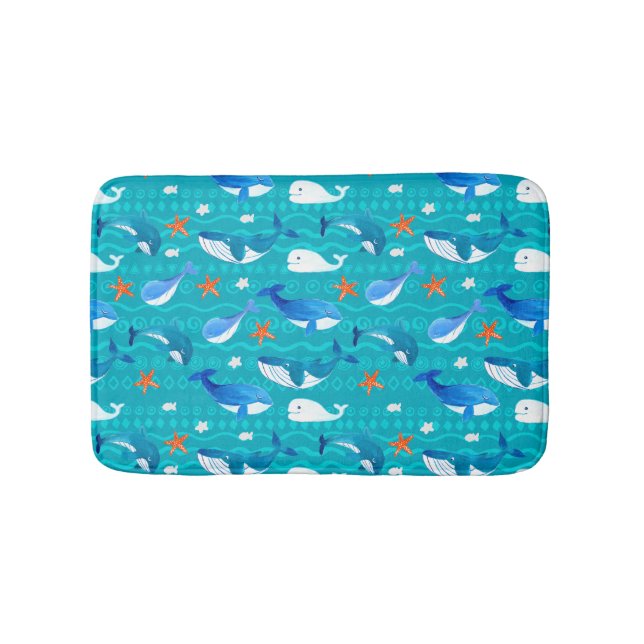 Tapis De Bain Aquarelle Baleines Bain Mat (Devant)