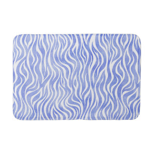 Tapis De Bain Aquarelle bleu Denim Zebra Imprimer