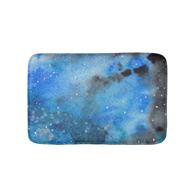 Tapis De Bain Aquarelle bleue Abstraite (Devant)
