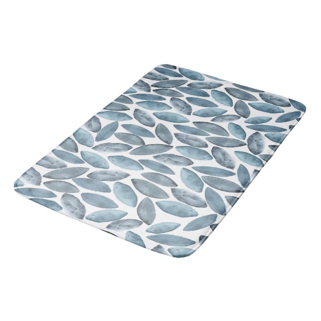 Tapis De Bain Aquarelle bleue et blanche Carrelage marocain Moti (Angle)