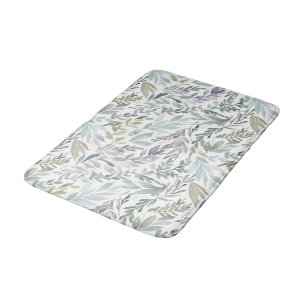Tapis De Bain Aquarelle botanique bleu vert