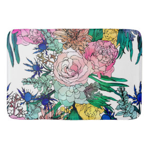Tapis De Bain Aquarelle colorée élégante Motif Floral