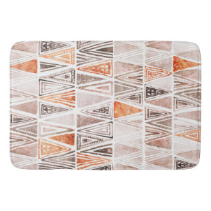 Tapis De Bain Aquarelle cool Pastel Terracotta Triangles Tribaux