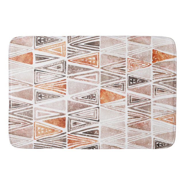 Tapis De Bain Aquarelle cool Pastel Terracotta Triangles Tribaux (Devant)