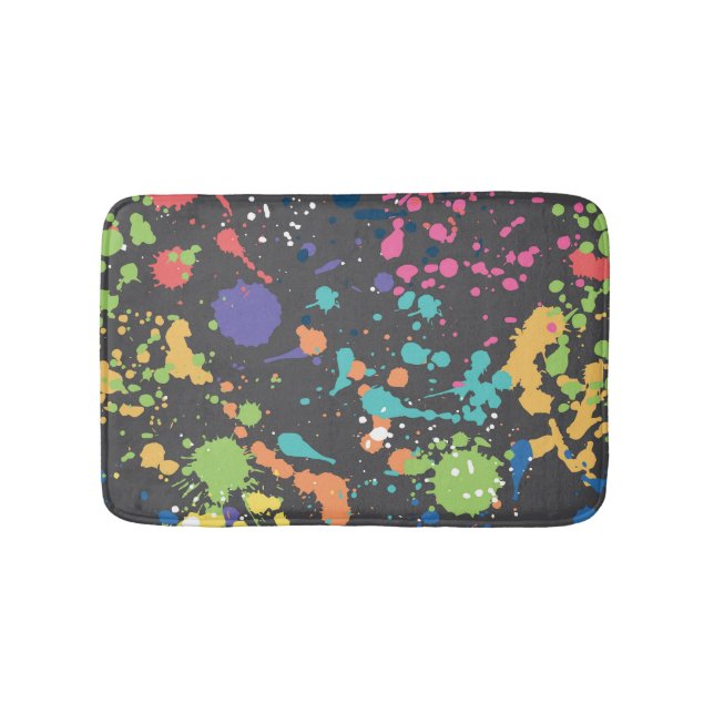 Tapis De Bain Aquarelle de Grunge : Motif de points colorés. (Devant)