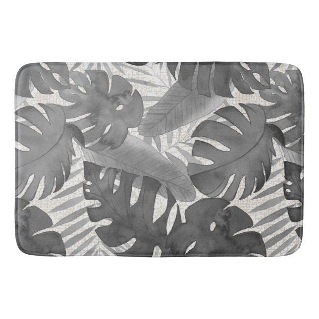 Tapis De Bain Aquarelle de Luana Mat de bain Feuille gris tropic (Devant)