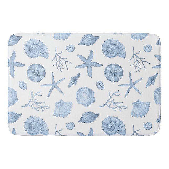 Tapis De Bain Aquarelle des coques bleues (Devant)
