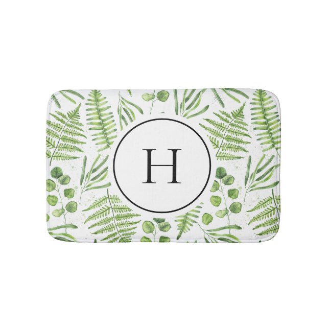 Tapis De Bain Aquarelle et Motif d'Eucalyptus (Devant)