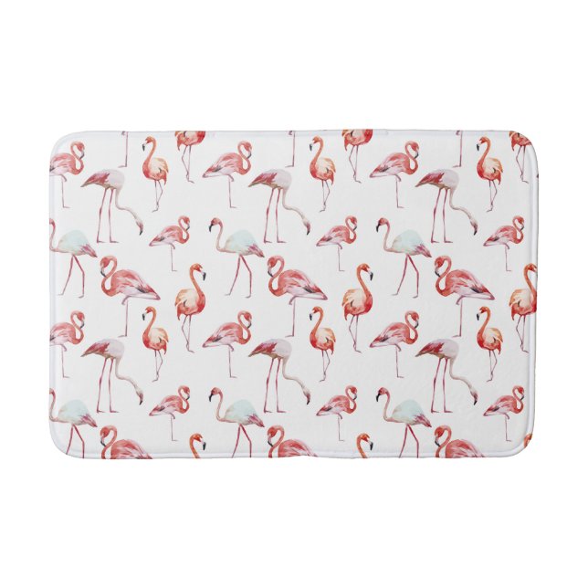 Tapis De Bain Aquarelle Flamant rose rose tropicale (Devant)