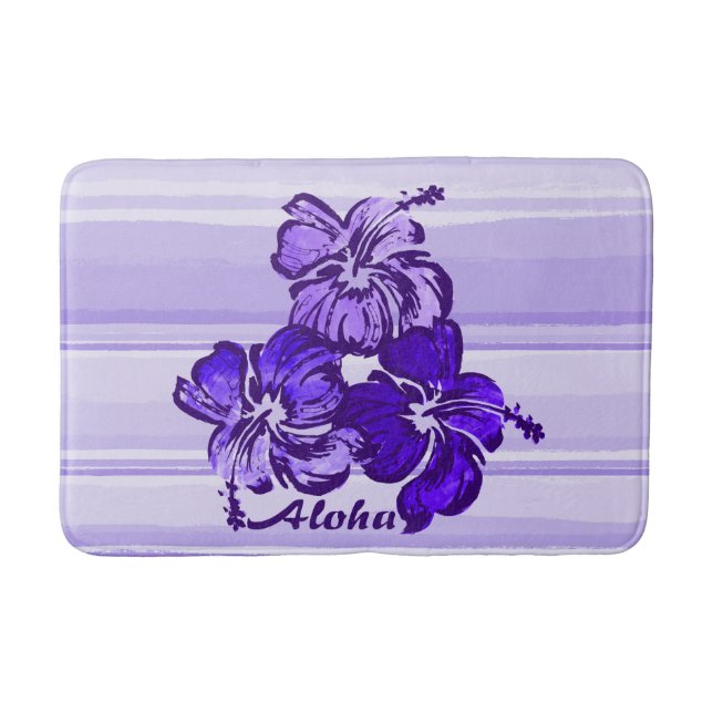 Tapis De Bain Aquarelle Hibiscus Hawaiian Tropical (Devant)