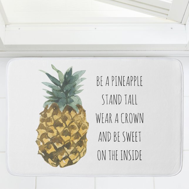 Tapis De Bain Aquarelle moderne ananas et citation amusante posi (Créateur téléchargé)