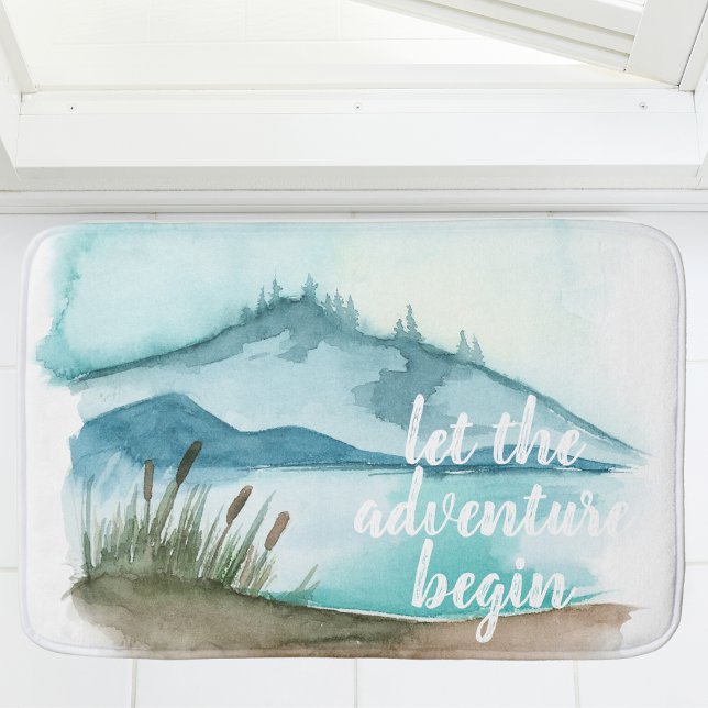 Tapis De Bain Aquarelle moderne Nature Commençons l'aventure (Créateur téléchargé)
