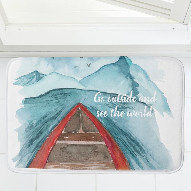 Tapis De Bain Aquarelle Moderne Nature Voir La Devis Mondiale (Créateur téléchargé)