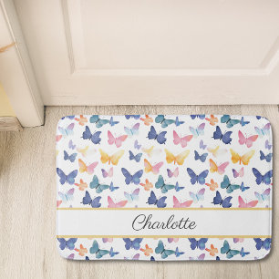 Tapis De Bain Aquarelle papillon Couleur Motif coloré Nom person