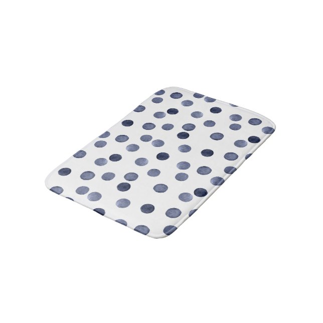 Tapis De Bain Aquarelle. Point de polka bleu. (Angle)
