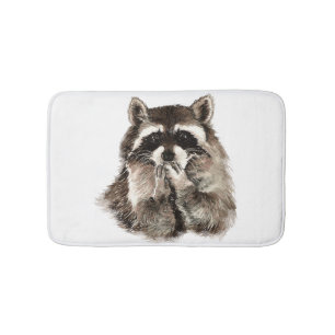 Tapis De Bain Aquarelle Raccoon souffler Baisers Art amusant