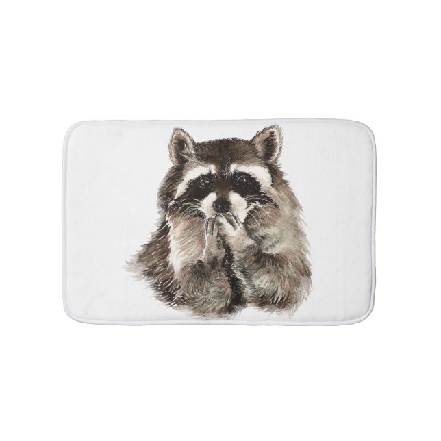 Tapis De Bain Aquarelle Raccoon souffler Baisers Art amusant (Devant)