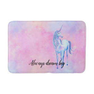 Tapis De Bain Aquarelle rose Purple Unicorne