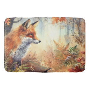 Tapis De Bain Aquarelle Rouge Renard Automne Couleur automne Nat