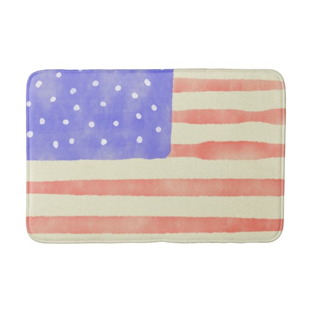 Tapis De Bain Aquarelle rustique USA drapeau américain (Devant)