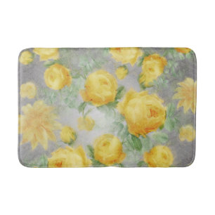 Tapis De Bain Aquarelle Vintage jaune et gris