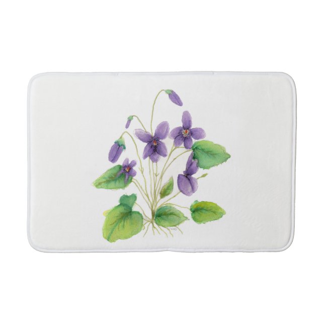 Tapis De Bain Aquarelle Violets sauvages Mat de bain (Devant)