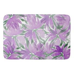 Tapis De Bain Aquarelle violette Lavander Élégante Florale
