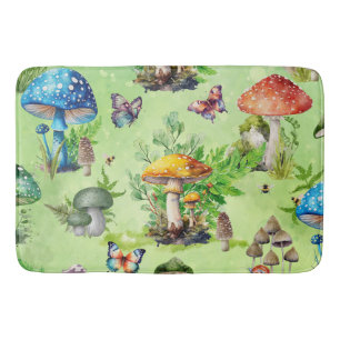Tapis De Bain Aquarelle Whimsical Mushroom Garden