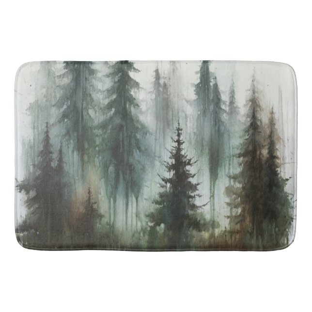Tapis De Bain Aquarelles Arbres rustiques Wilderness (Devant)