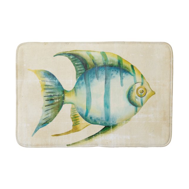 Tapis De Bain Aquarium bleu et jaune Poisson (Devant)