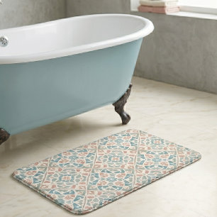 Tapis De Bain Arabesque Terreuse Carreau de Mosaïque Aquarelle