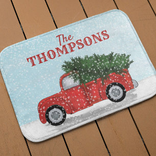 Tapis De Bain Arbre de Noël du Camion Rouge Cute personnalisée