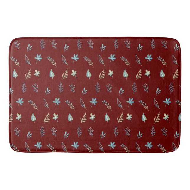 Tapis De Bain arbre feuille botanique élégant simple aquarelle b (Devant)