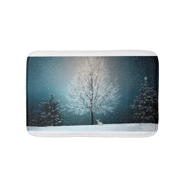 Tapis De Bain Arbre givre le soir (Devant)