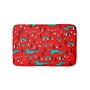 Tapis De Bain Arbres à main levée : motif de Noël scandinave.