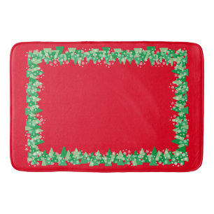 Tapis De Bain Arbres de Noël Pneus blancs Rouge