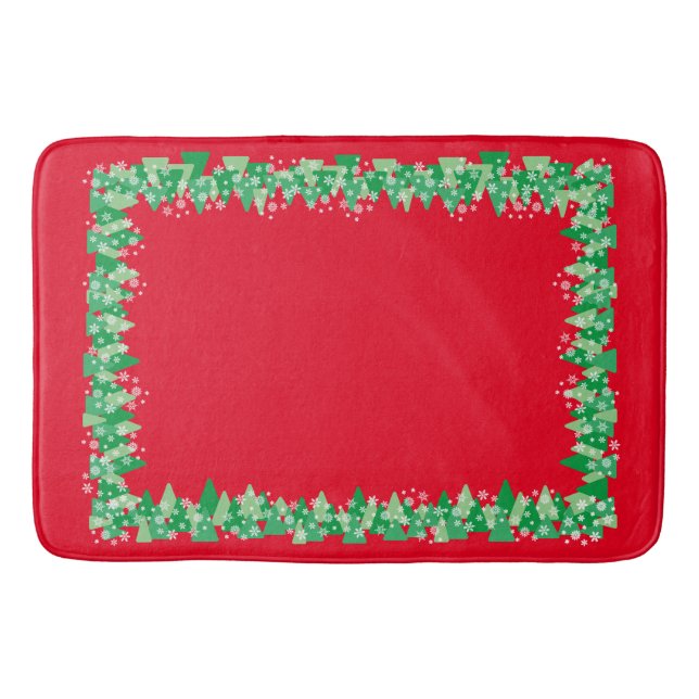 Tapis De Bain Arbres de Noël Pneus blancs Rouge (Devant)
