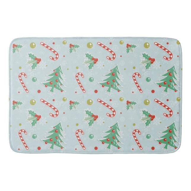 Tapis De Bain Arbres Et Sucres de canne De Noël (Devant)