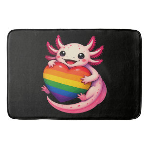 Tapis De Bain Arc-en-ciel Axolotl Cœur Fierté Amphibien
