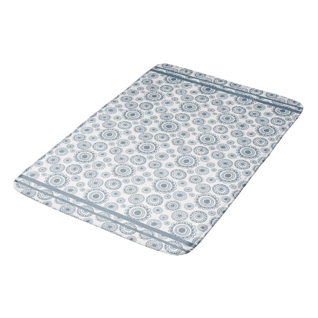Tapis De Bain Ardoise Gris Bleu Cercle Fleur Motif Courbe de dou (Angle)