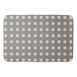Tapis De Bain Argile gris jaune et blanc Fleurs de tasse à beurr