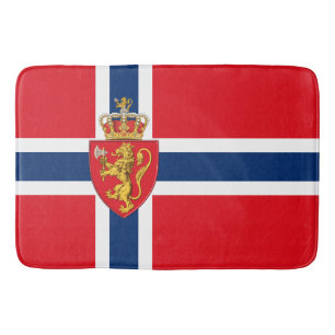 Tapis De Bain Armoiries de Norvège sur le drapeau de la Norvège,