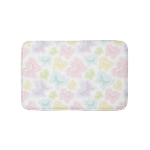 Tapis De Bain Arrière - plan avec des papillons dans l'aquarell