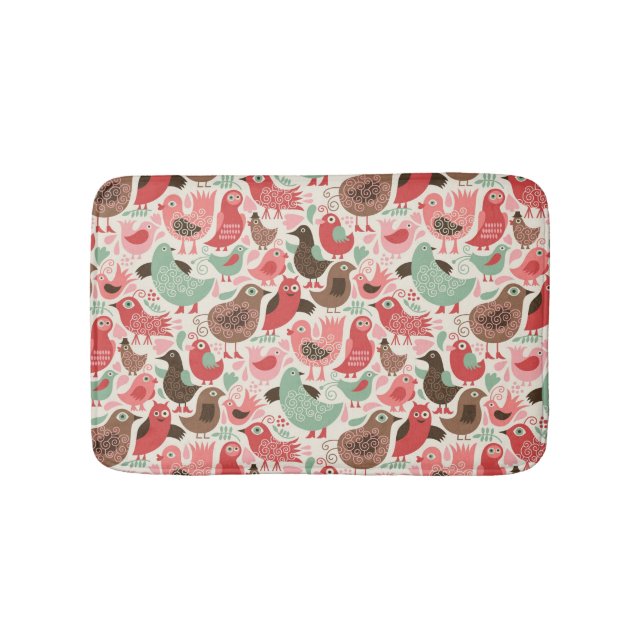 Tapis De Bain arrière - plan avec les oiseaux mignons (Devant)